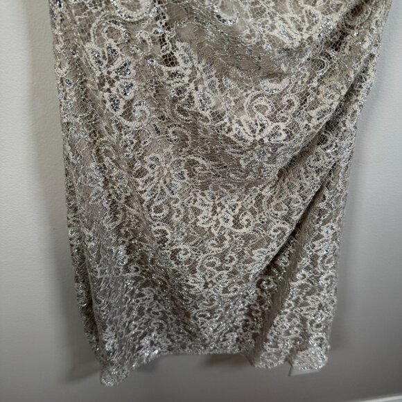 Calvin Klein Sequin One Shoulder Dress Size 6 Beige Silver Party Holiday Event - Picture 6 of 10